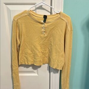 Yellow Long Sleeve Henley Top